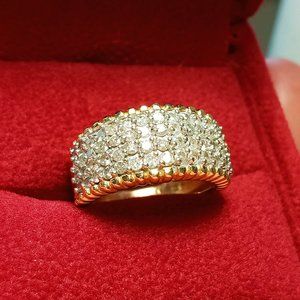 (SOLD) 14K Two-tone Diamond Paved Ring, Size 4.75